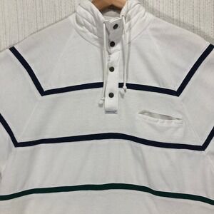 Greenline International Mens White Short Sleeve Striped Polo Shirt Size XL